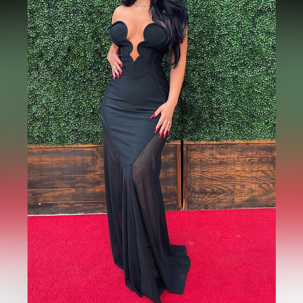 Fashion Nova Night Life Bandage Maxi Dress - Black -XS